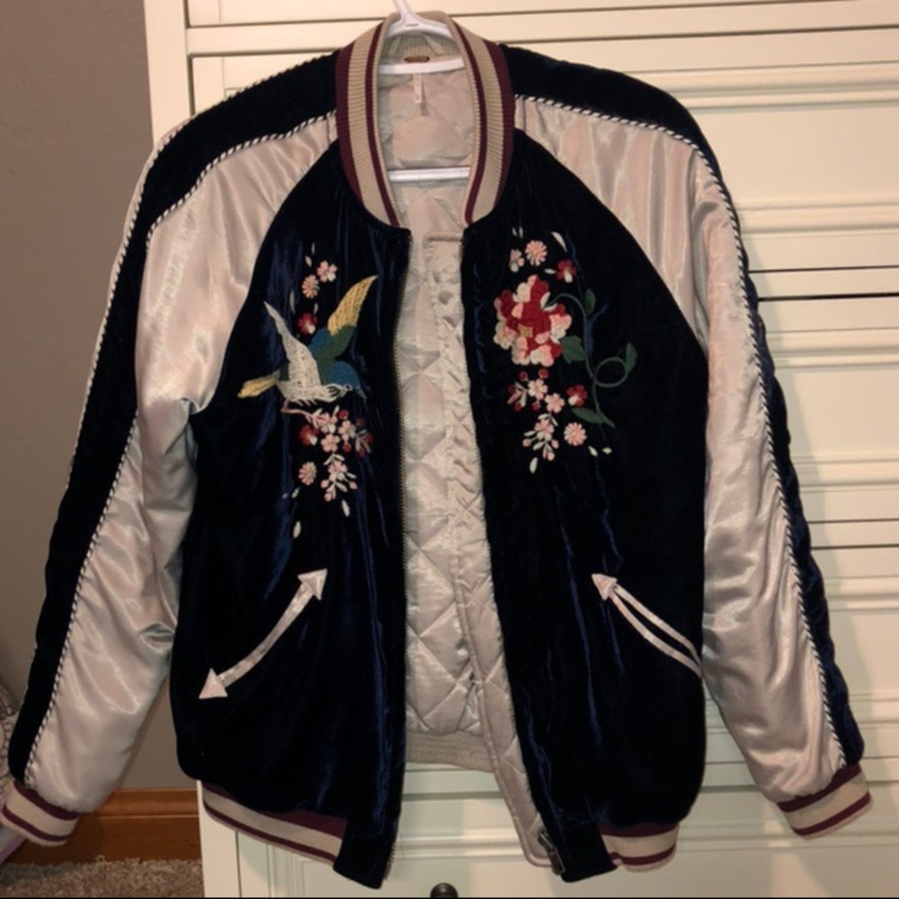 Free People Embroidered Bomber Jacket